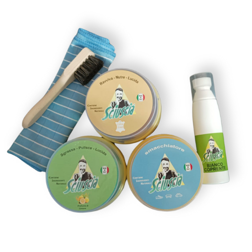 Set Pulizia 3 Barattoli + Bianco Coprente + Spazzola e Panno