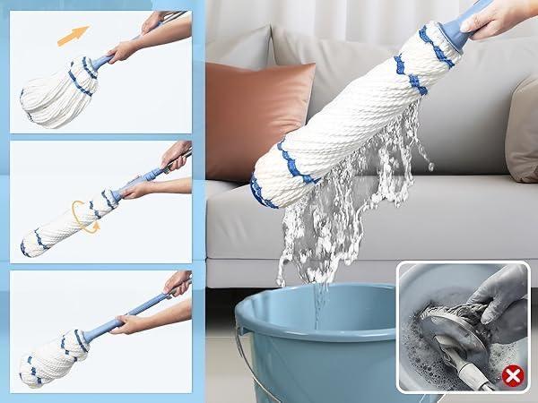 Set 2 Mocio Stizza Facile in Microfibra con Sistema di Strizzatura Automatica | Per Pavimenti Casa e Ufficio | Pulizia Rapida e Igienica